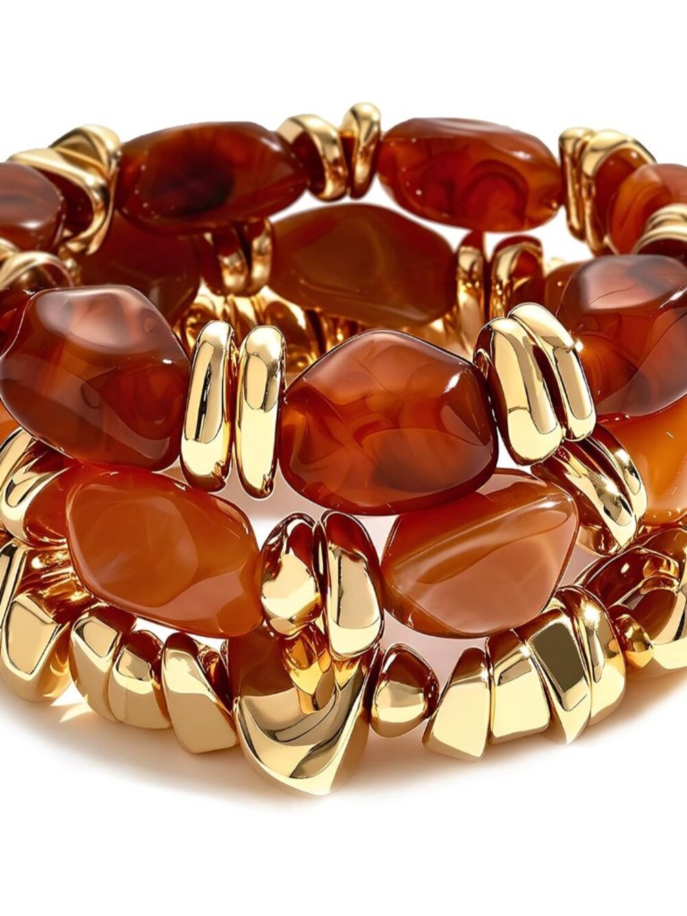 Fashionable 3-Pc Chunky Beaded Bracelets - Comfortable & Layering Essential
